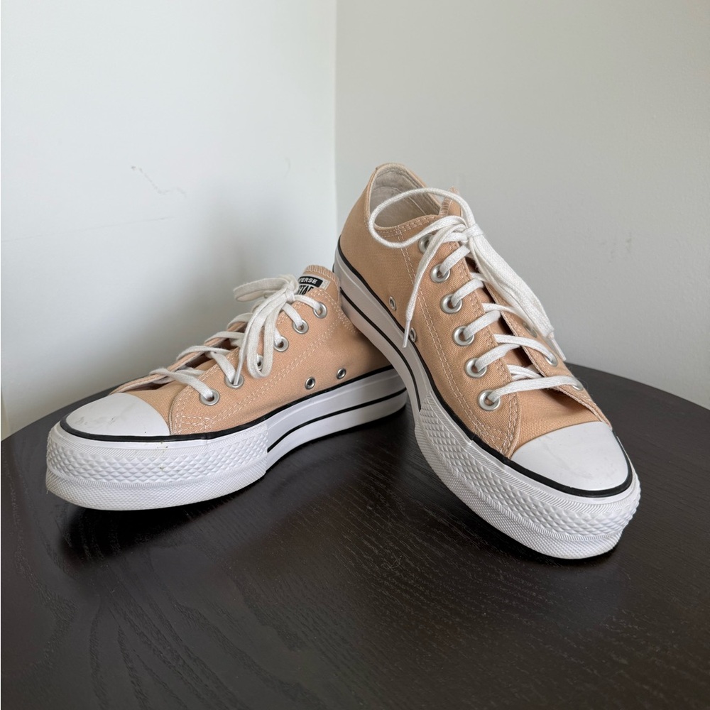 Converse All Star Tan Low-Tops with White Soles